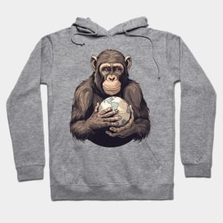 Earth Day, Earth Month and Everyday... A young cute ape holding the world in his hands with care. Hoodie